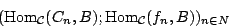 \begin{displaymath}(\mathrm{Hom}_{\mathcal{C}}(C_n,B);
\mathrm{Hom}_{\mathcal{C}}(f_n,B))_{n\in \mathbb{N}} \end{displaymath}